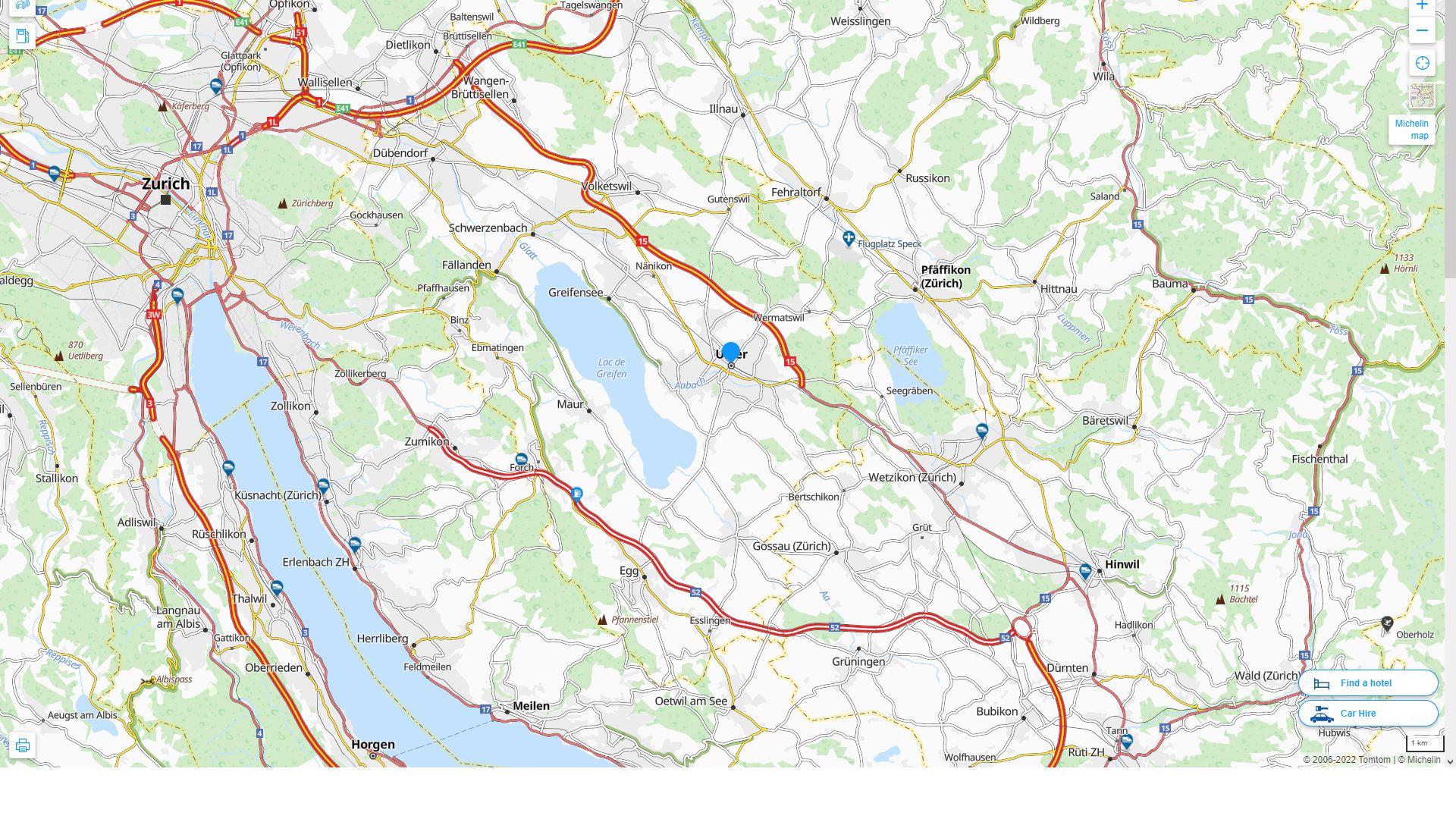 Uster Suisse Autoroute et carte routiere